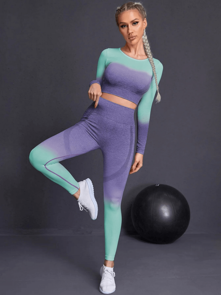 Nahtloser, zweiteiliger Stretch-Fitnessanzug für Damen – SF1684 