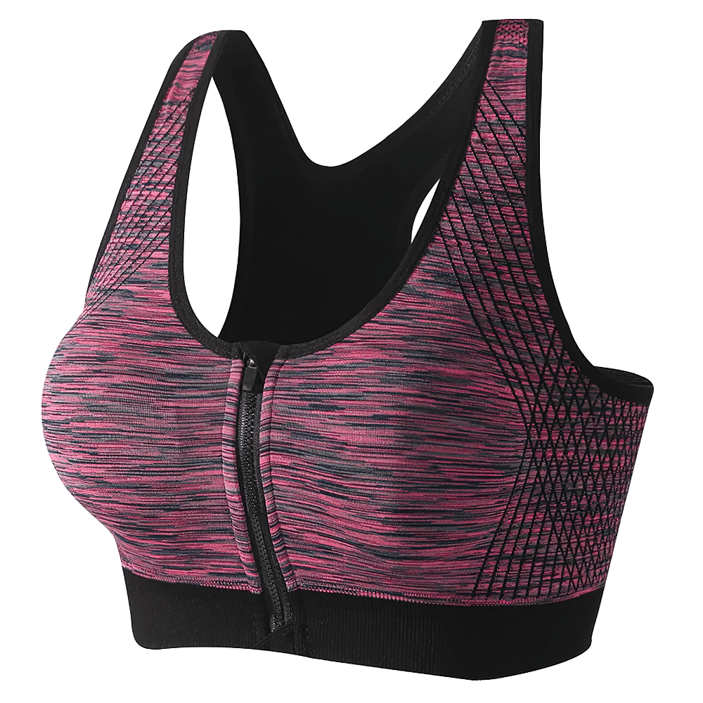 Seamless Women's Zip-Front Racerback Sports Bra - SF4082 vibrant design with zipper for high-performance activities