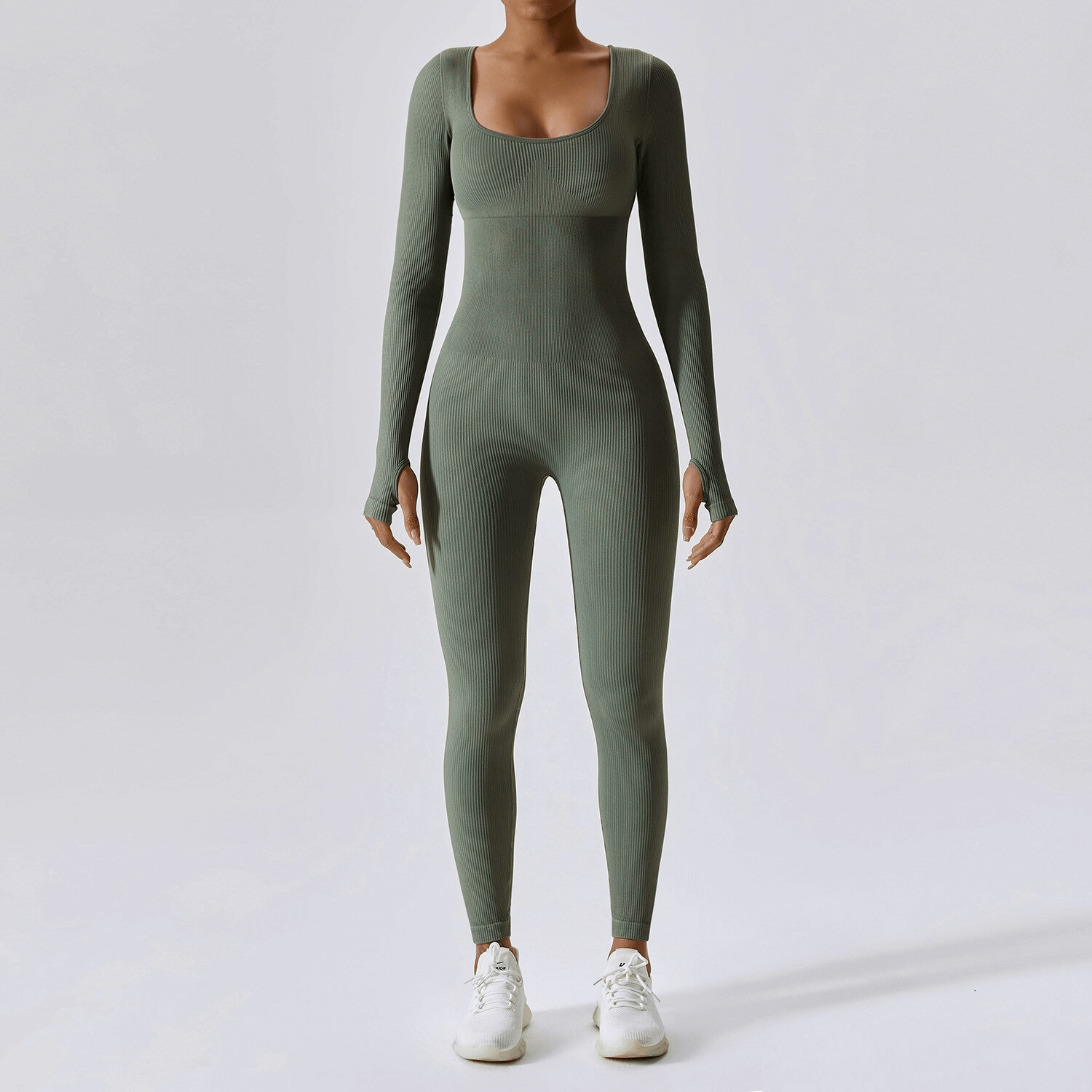 Nahtloser Yoga-Anzug mit Daumenlöchern an den Ärmeln / Fitnesskleidung für Damen – SF1287 