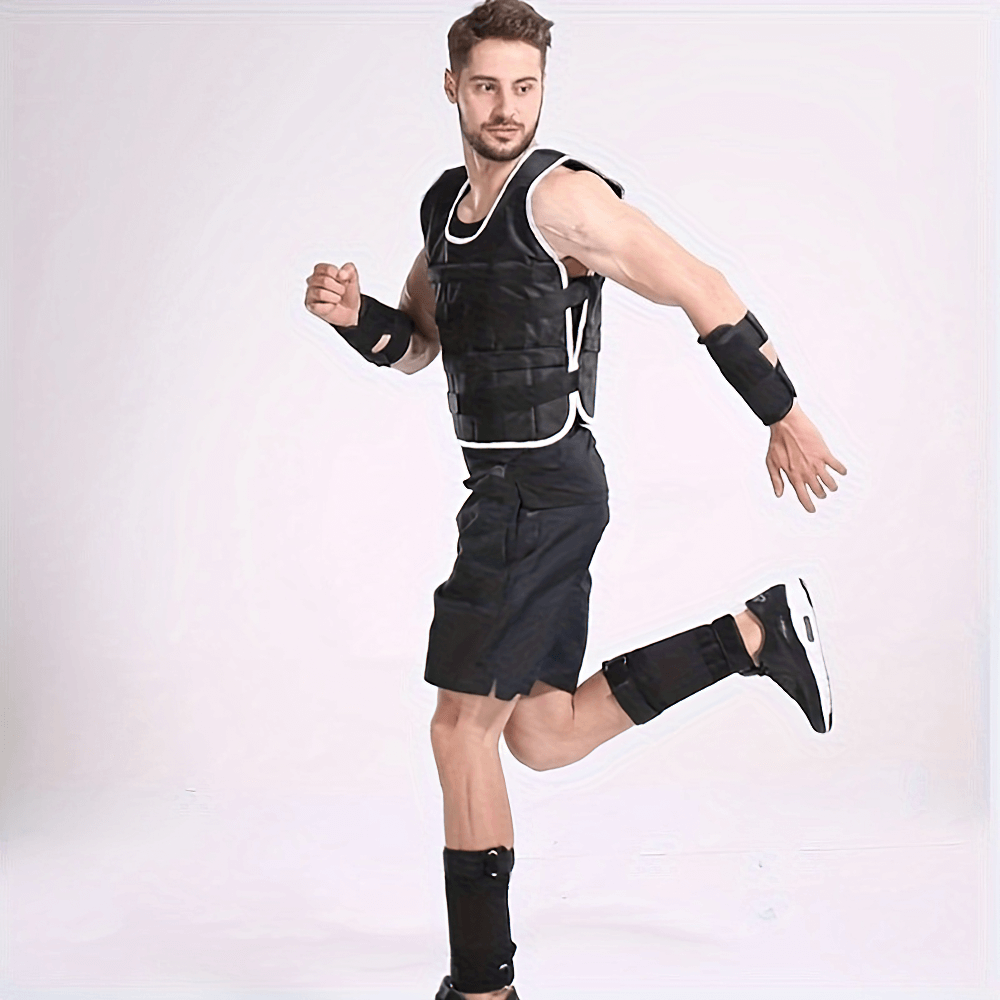 Person exercising with Secure Adjustable 5kg Ankle Weights Set SF2920, wearing breathable leg weight sleeves for enhanced training.