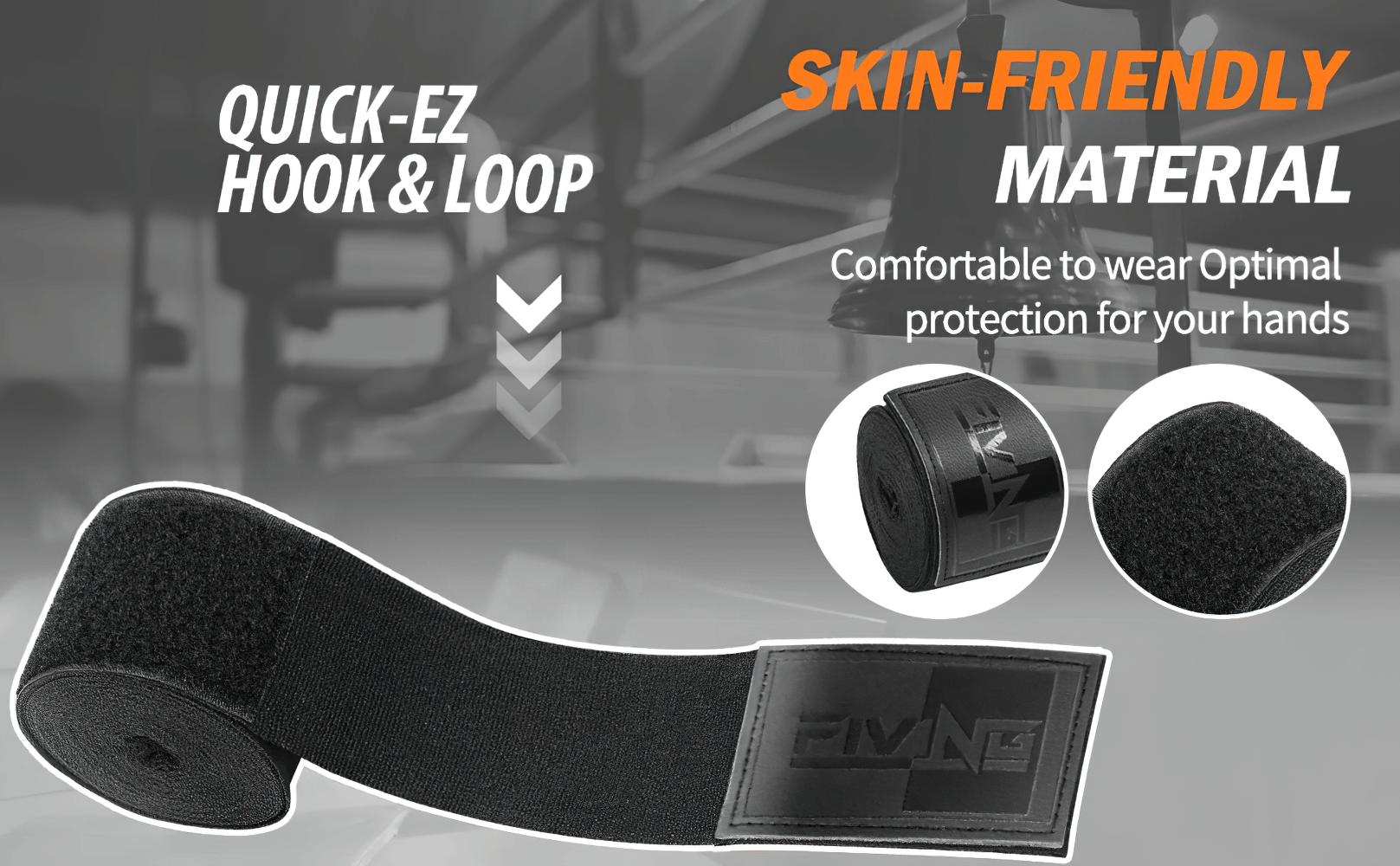 Comfortable black elastic hand wraps with quick hook-and-loop closure, designed for optimal hand protection in martial arts.