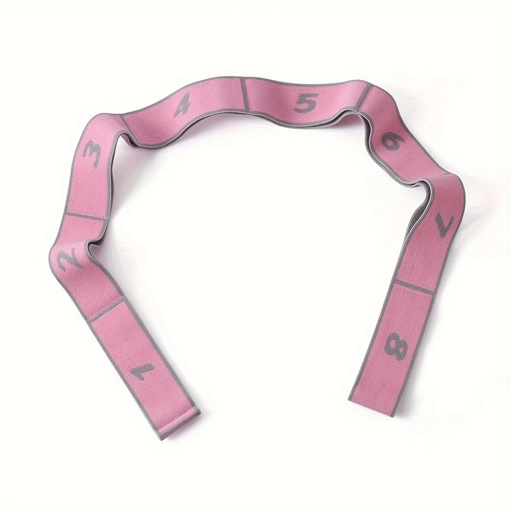 Pink segmented resistance strap SF2860 for strength and flexibility training in yoga and pilates exercises.