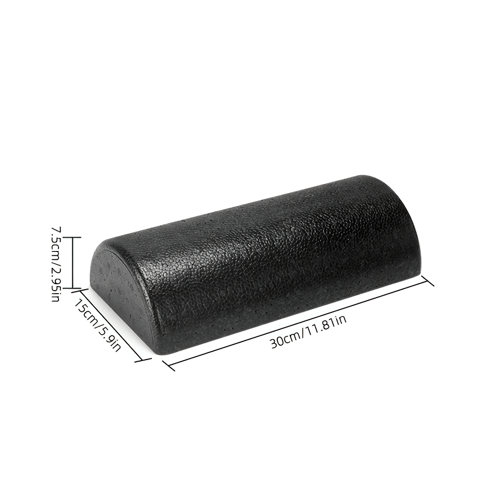 Semi-round EPP foam roller for Pilates and stretching, ideal for balance and flexibility training. Black, 30cm length.