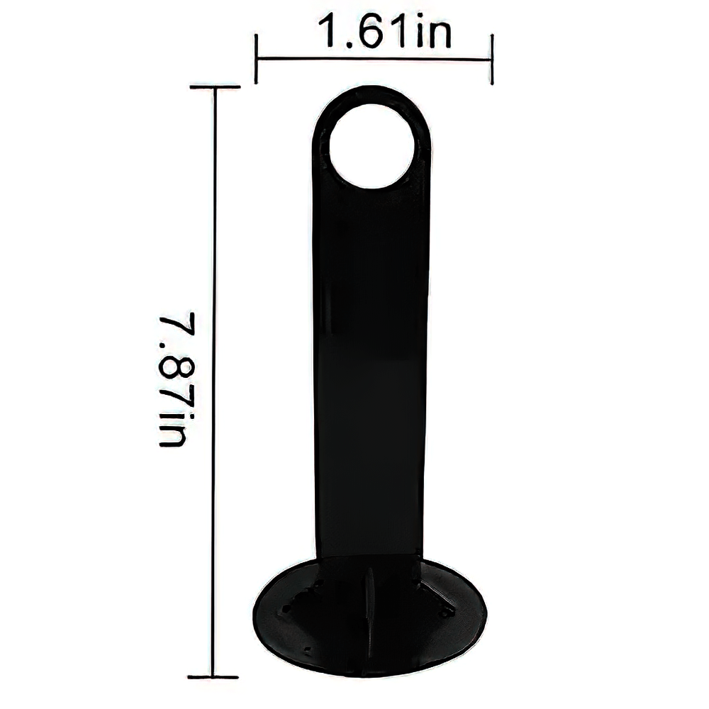 Black plastic piece with dimensions labeled 1.61in wide and 7.87in tall.
