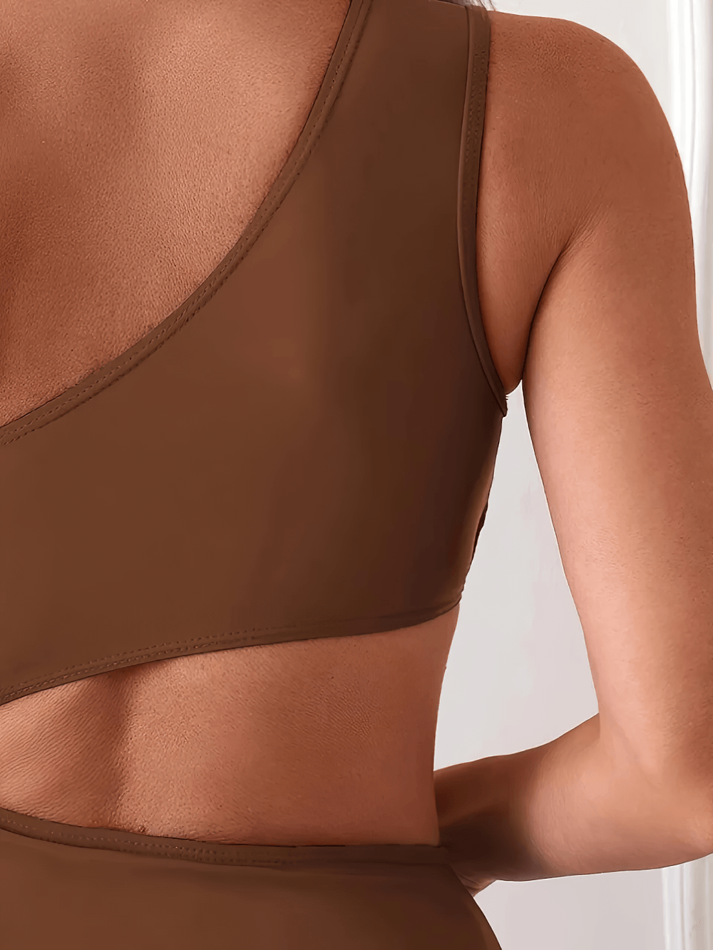 Sexy Asymmetric One Shoulder Cutout Swimsuit - SF4651 showing a stylish back view with cutout design.
