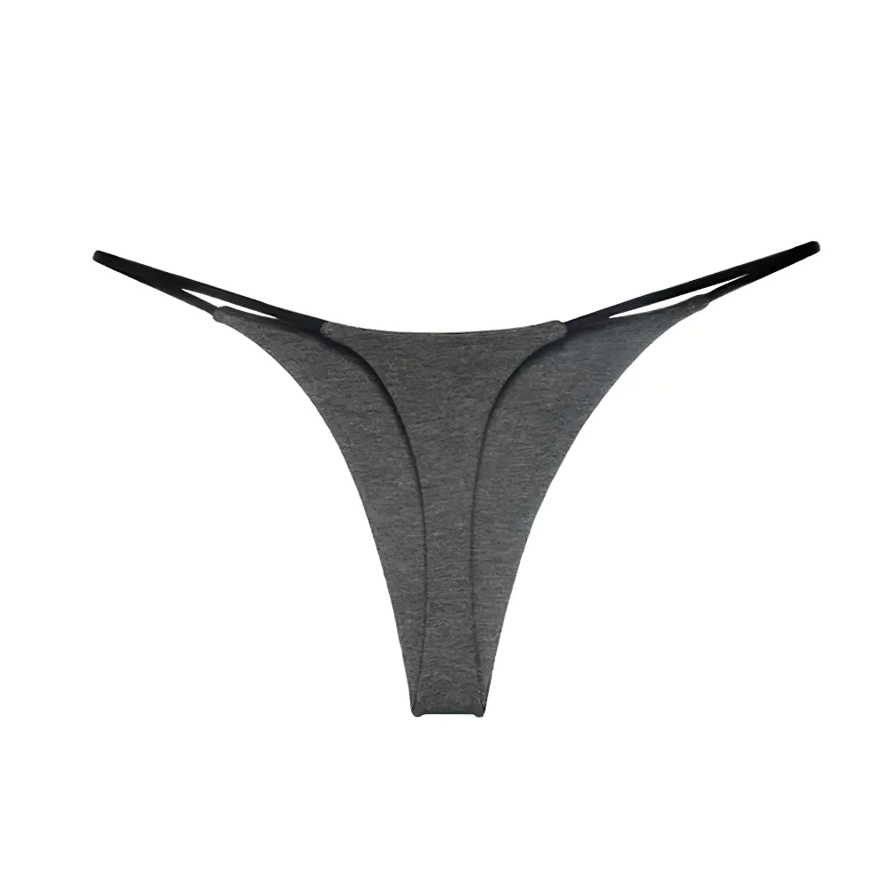 Sexy Cotton Low-Rise Thong Bikini for Women - SF2524 T-back style in gray, seamless under clothes, breathable and stylish for everyday wear.
