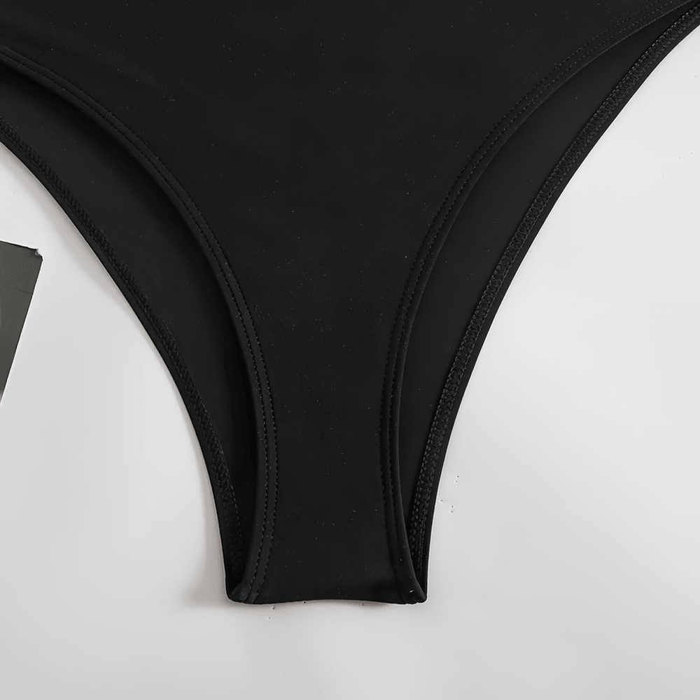 Sexy Cutout One Piece Swimsuit with Open Back - SF4546 black swimsuit bottom close-up.