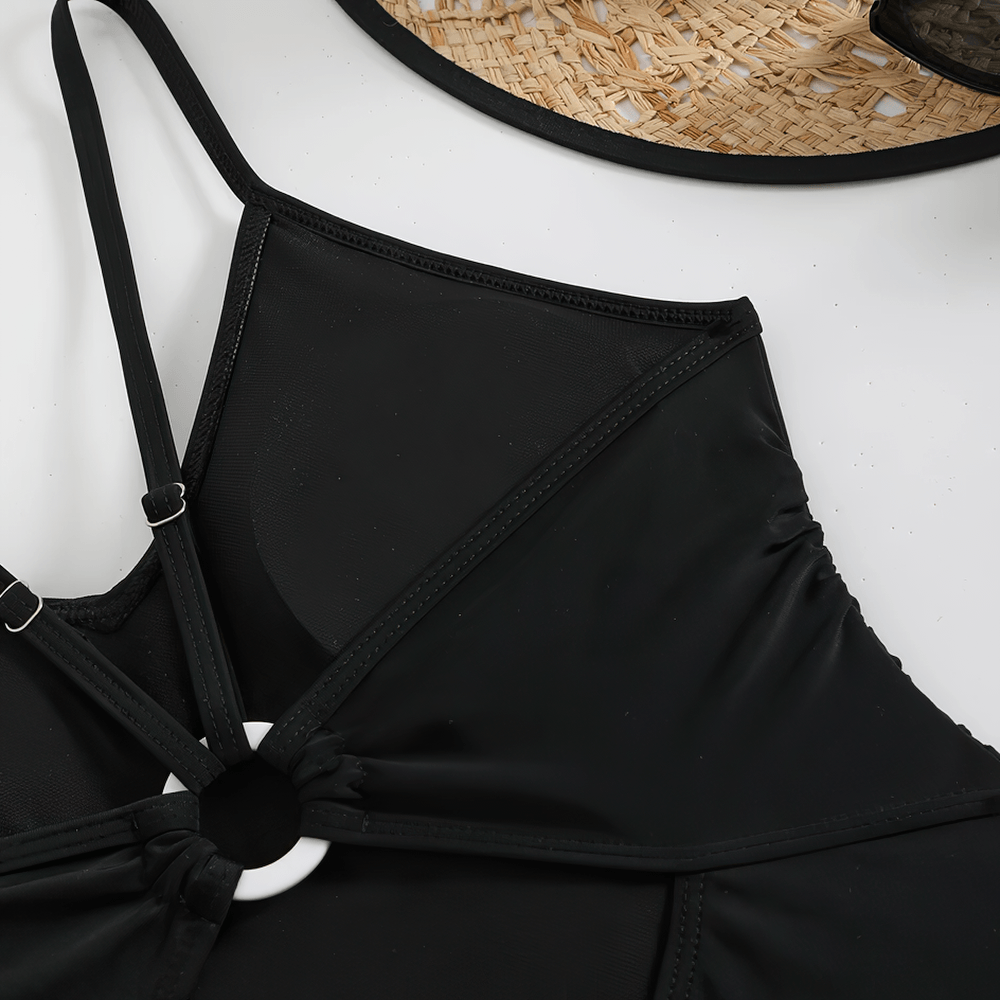 Sexy Cutout One Piece Swimsuit with Open Back - SF4546 showcasing the stylish open back design and adjustable straps.