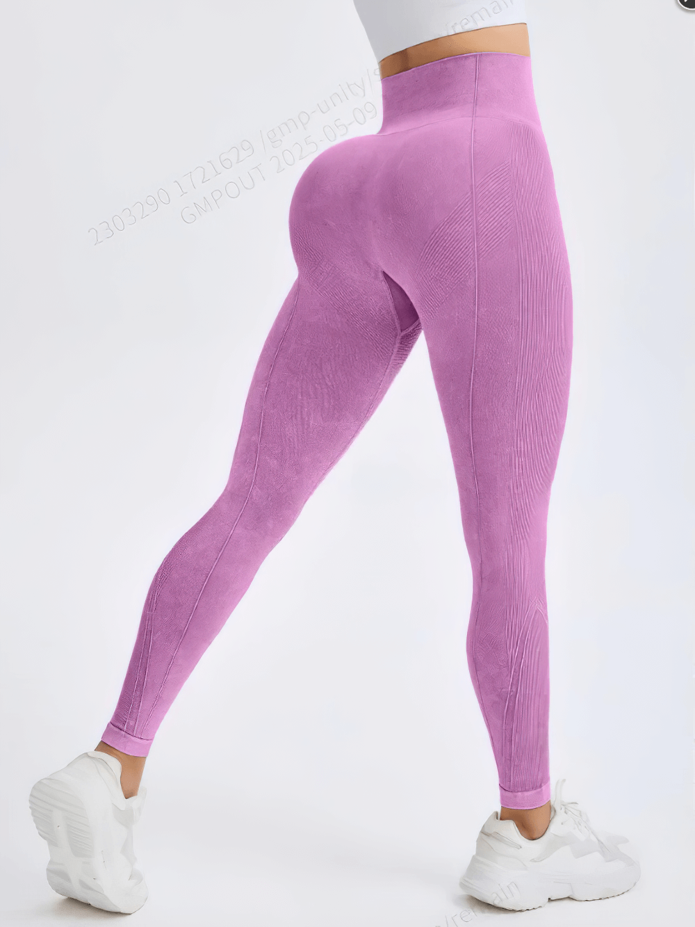 Sexy Hip Lifting Workout Leggings for Gym - SF4108 in purple shown from back highlighting high waist and flattering fit.