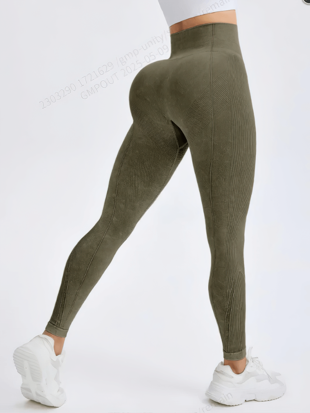 Sexy Hip Lifting Workout Leggings for Gym - SF4108 in green, showing high waist and seamless design for flattering fit.
