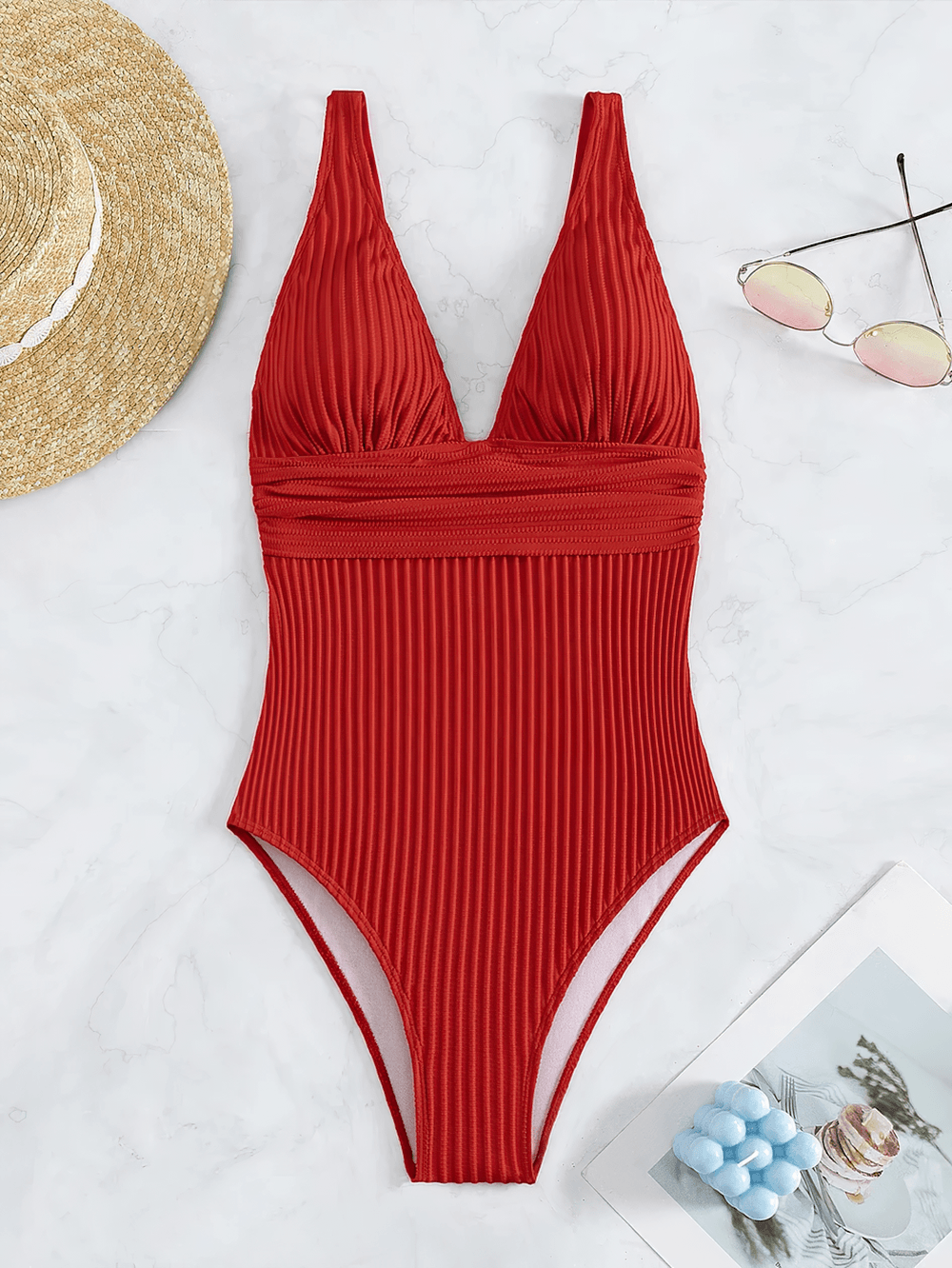 Sexy Ribbed One Piece Swimsuit with Push Up - SF4657