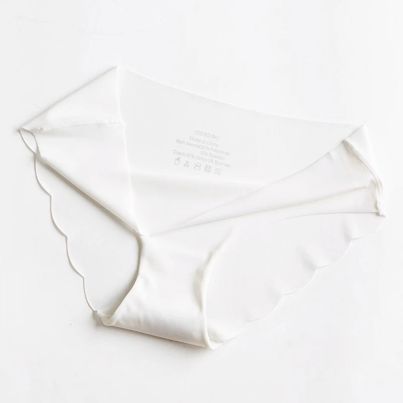 Solid color seamless ice silk women's panties, mid-rise style, soft and comfortable fabric, laser-cut for no panty lines.