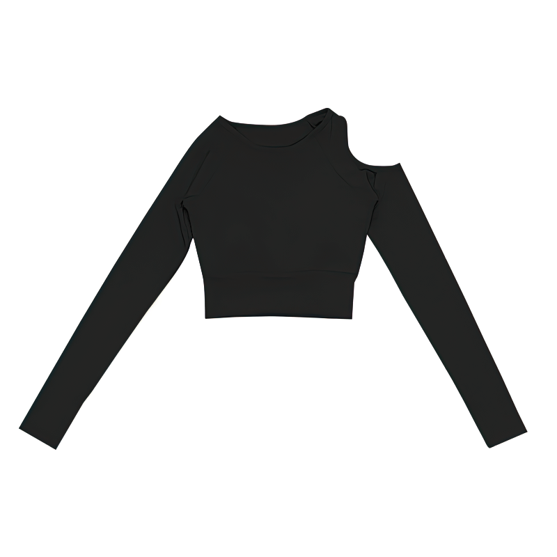 Sexy Sports Women's Top with Long Sleeves and One Open Shoulder - SF1428