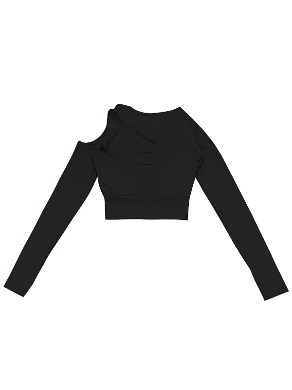 Sexy Sports Women's Top with Long Sleeves and One Open Shoulder - SF1428