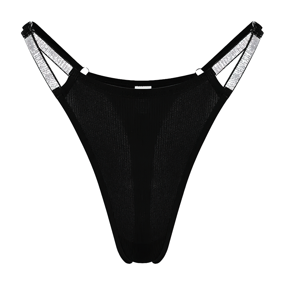 Sexy Strappy Black Thong Underwear for Women - SF4625