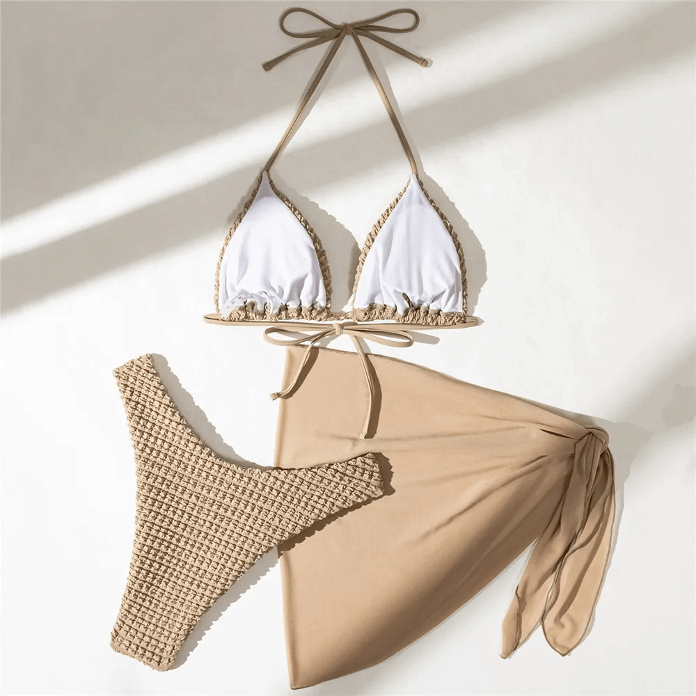 Sexy Textured Bikini Set in Neutral Tones - SF2139