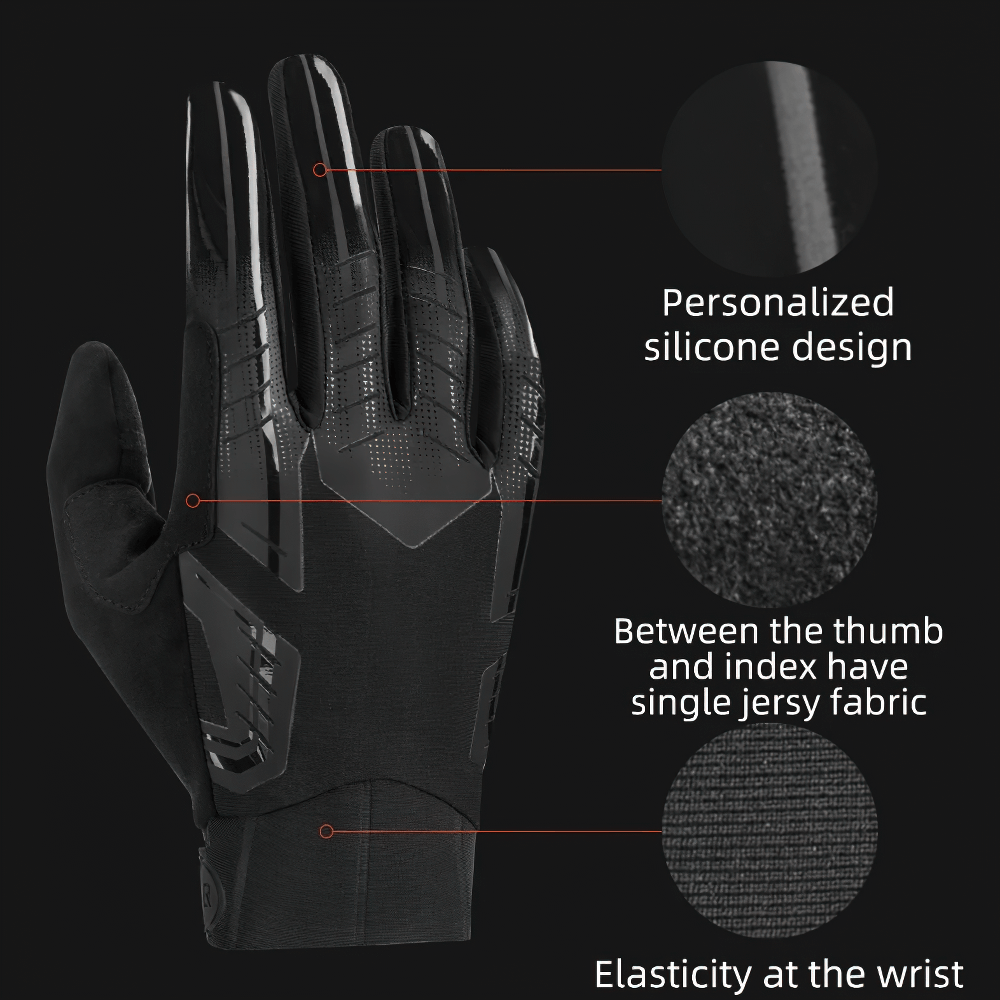 Shockproof cycling glove with silicone grip, breathable fabric, and elastic wrist support for outdoor sports. SF2631 model.