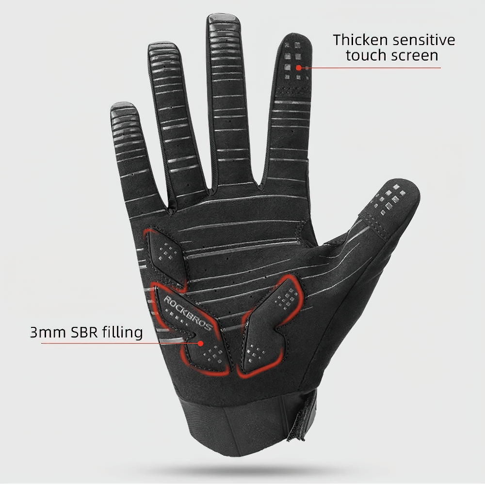 Shockproof cycling glove with silicone grip, touchscreen design, and anti-slip palm for outdoor sports, model SF2631.