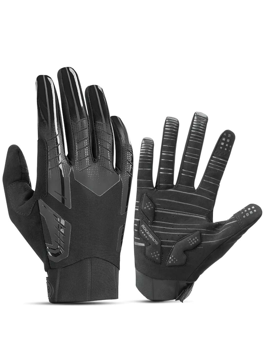 Shockproof cycling gloves with silicone grip, touchscreen design, and anti-slip palm for outdoor sports, SF2631, black color.