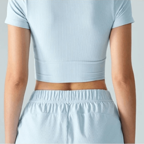 Kurzes elastisches Sport-Damen-T-Shirt mit Polokragen – SF1647 