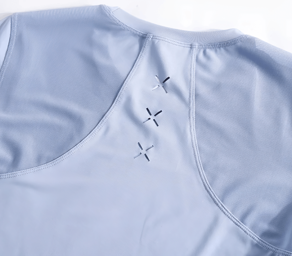 Alt Tag: Short Sleeve Breathable Training T-Shirt for Women's - SF4435 back detail with breathable mesh panels and quick-dry fabric