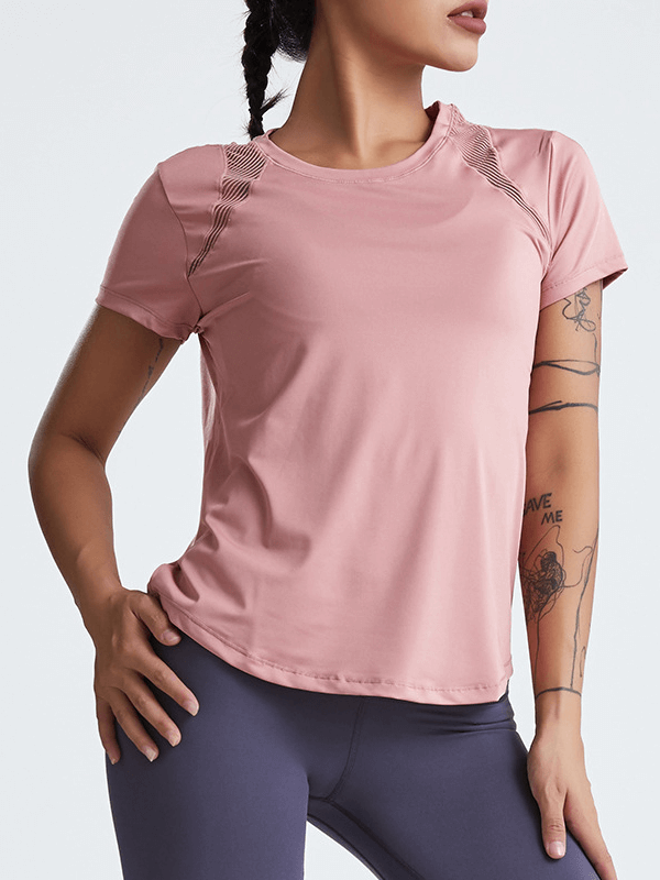 Short-Sleeved Running T-Shirt With Hollow Back / Loose Yoga Clothes - SF1485