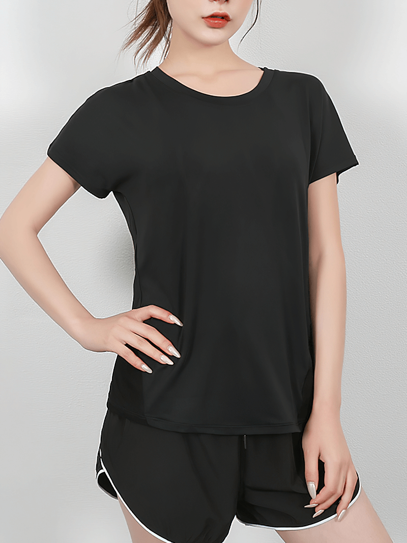 Kurzärmliges, lockeres Yoga-T-Shirt aus Mesh mit schönem Rücken – SF1432 