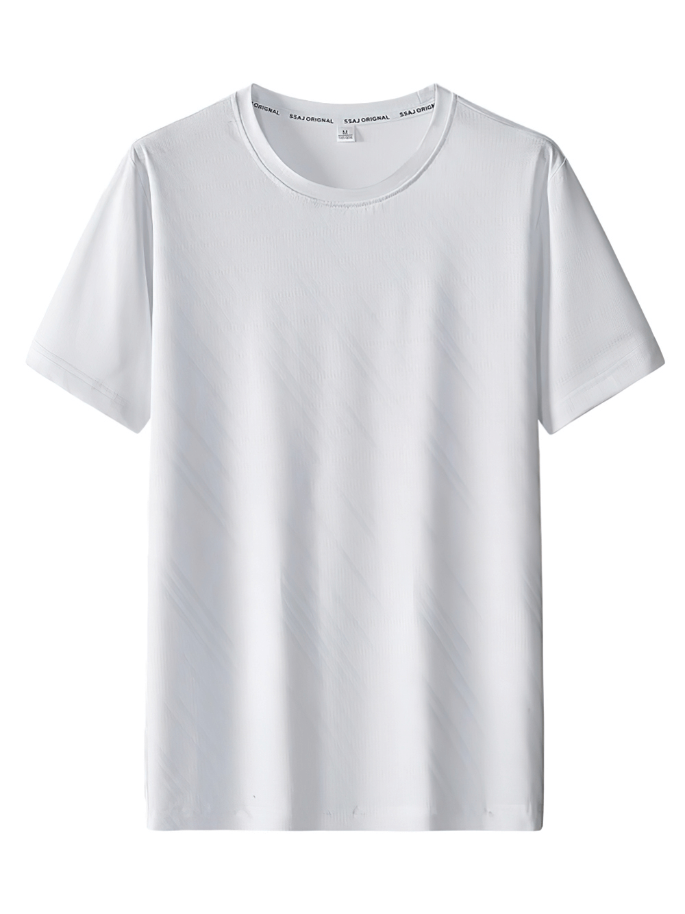 White short sleeves O-neck fitness T-shirt for men SF2050, breathable quick dry fabric ideal for workouts and summer wear.
