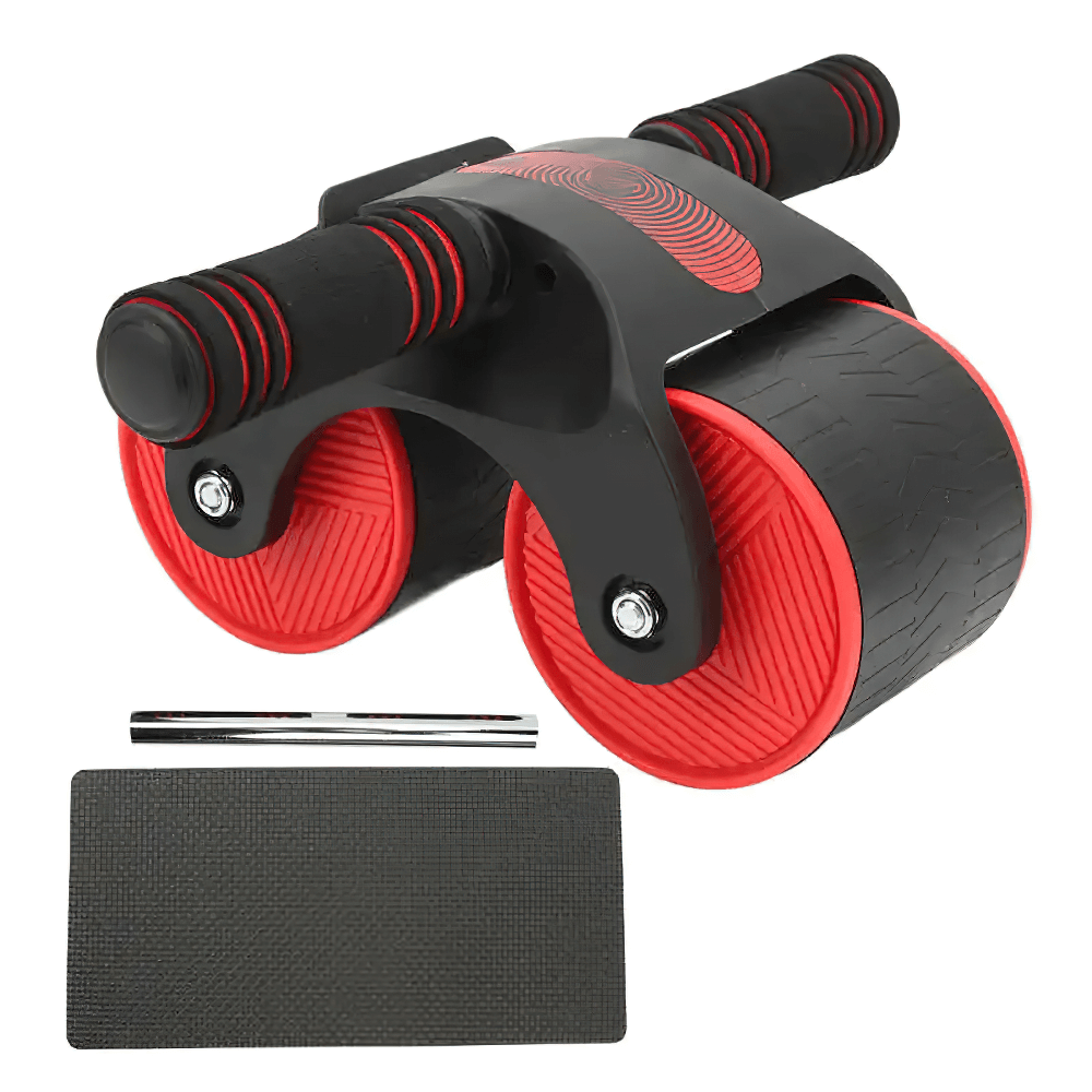 Silent triangular belly exercise wheel with ergonomic handles for effective home gym workouts, featuring durable, quiet wheels.