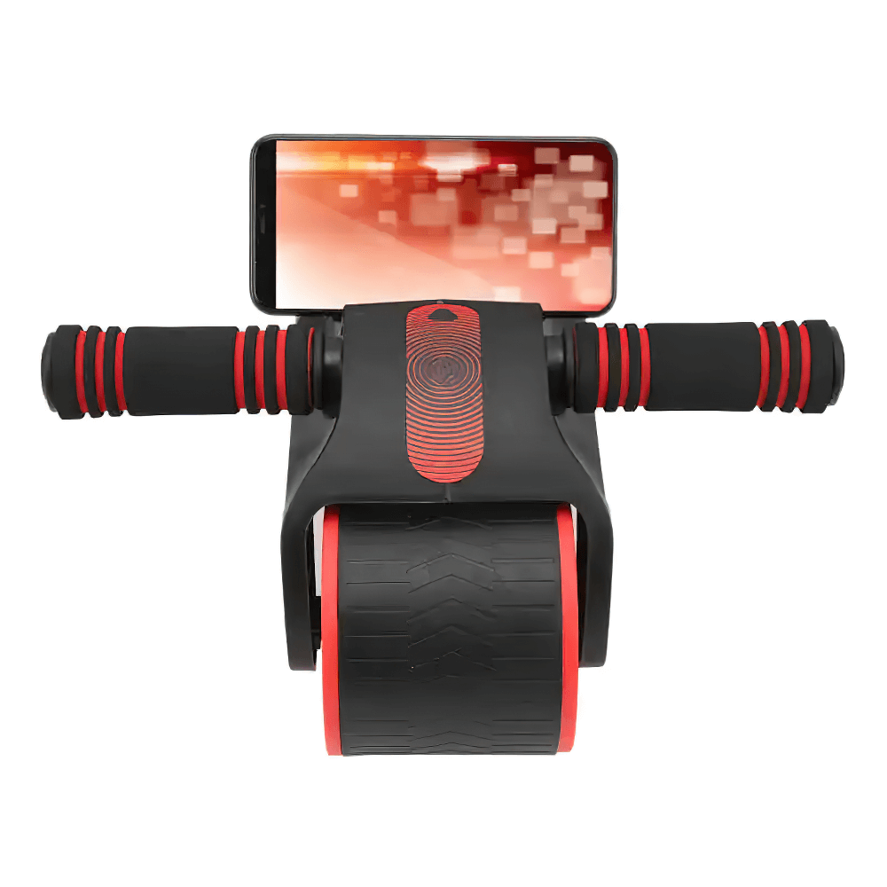 Silent belly exercise wheel SF3264 with phone holder, triangular bracing, and ergonomic handles for home gym ab workouts.