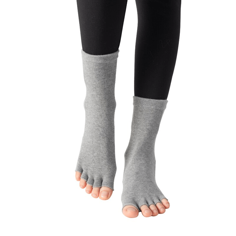 Rutschfeste, zehenlose Pilates-Socken aus Silikon / Yoga-Socken aus Baumwolle mit fünf Fingern – SF1398 