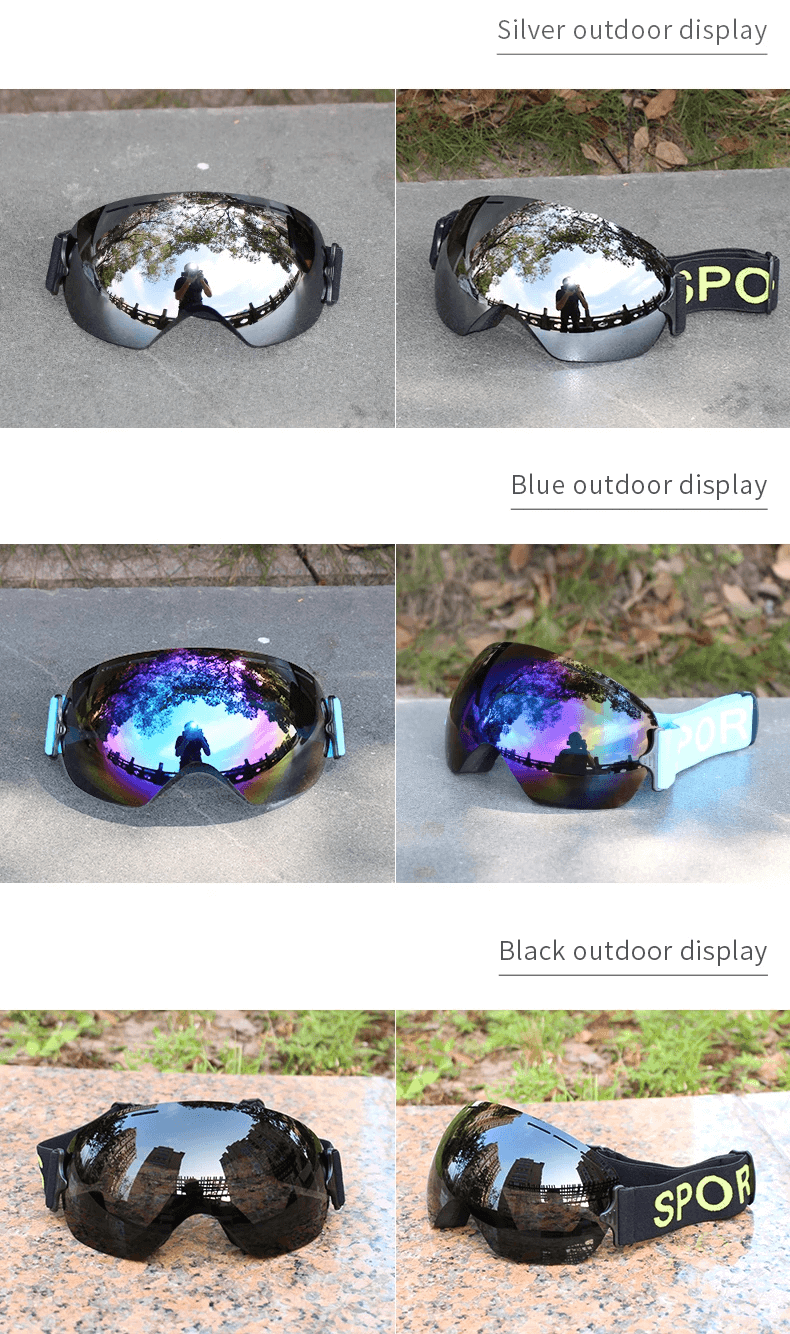 silver reflective ski goggles Ski Goggles With Mirror Lens and Anti-Fog UV
