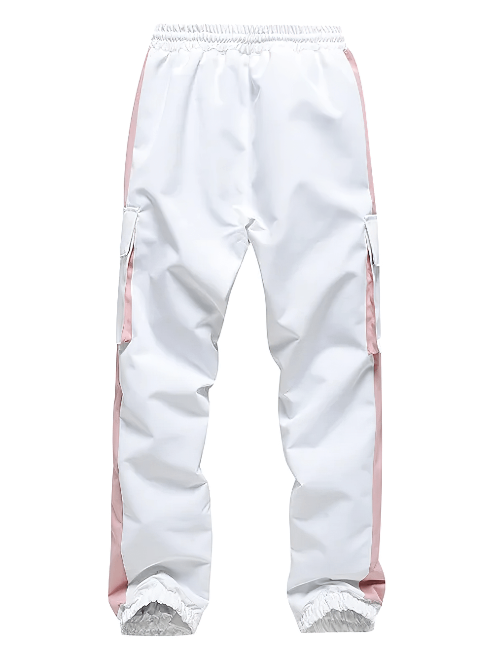 Alt Tag: Ski Pants with Adjustable Waist And Side Pockets - SF4281 white waterproof insulated ski trousers with side pockets