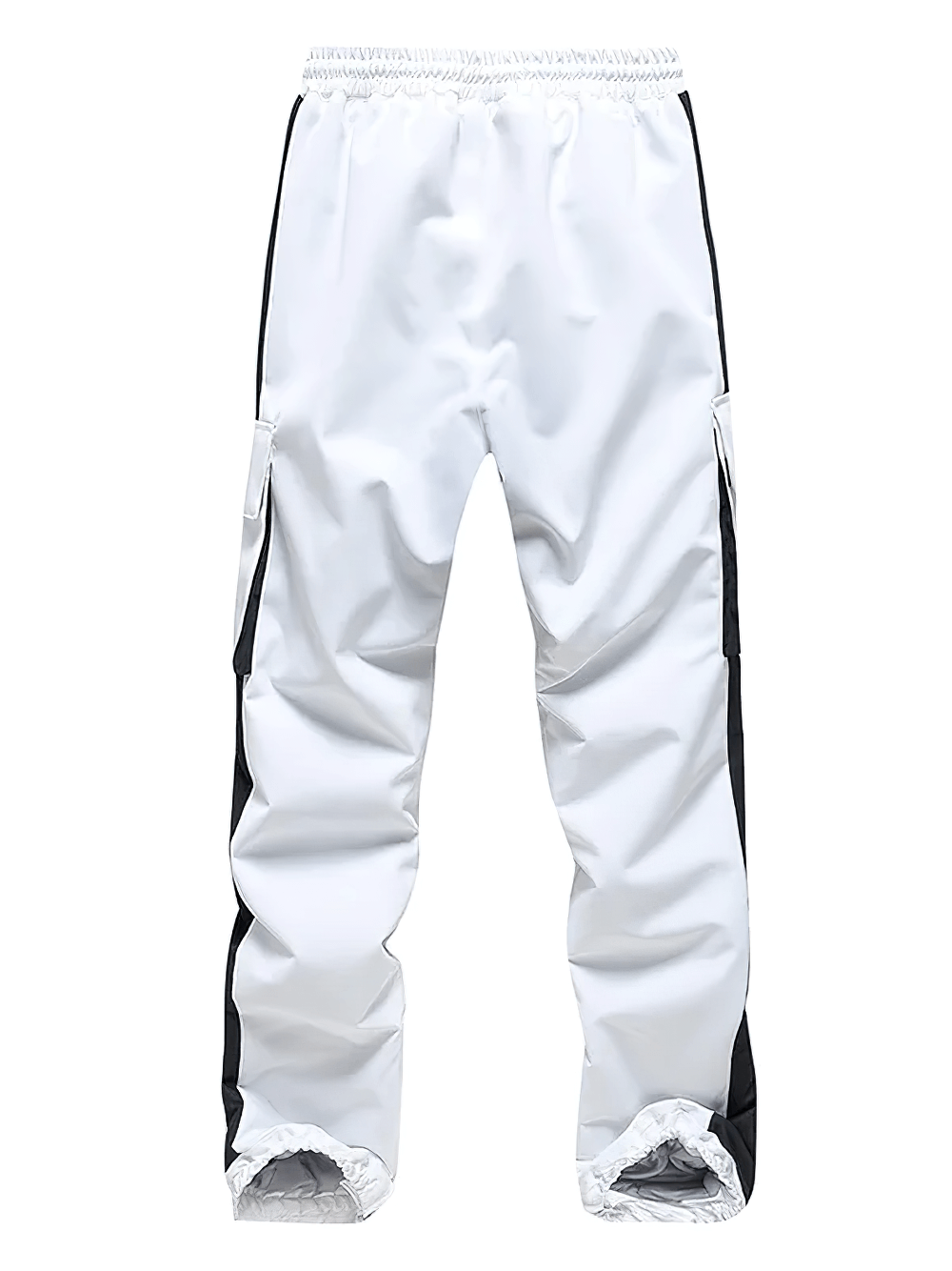 Alt Tag: Ski Pants with Adjustable Waist And Side Pockets - SF4281 white waterproof thermal insulated ski trousers with side pockets
