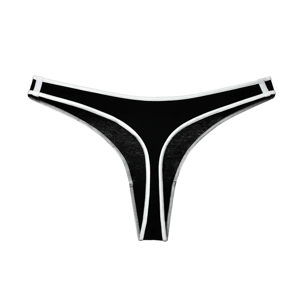 Sleek low-rise thong with contrast trim and elastic waistband, women's minimalist design, soft stretchy fabric, model SF2517.