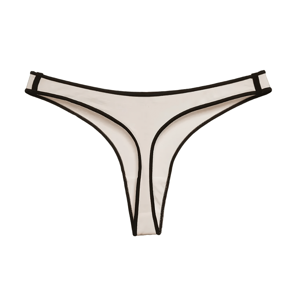 Sleek low-rise women's thong with contrast trim and elastic waistband for a seamless fit, perfect for everyday or special occasions.