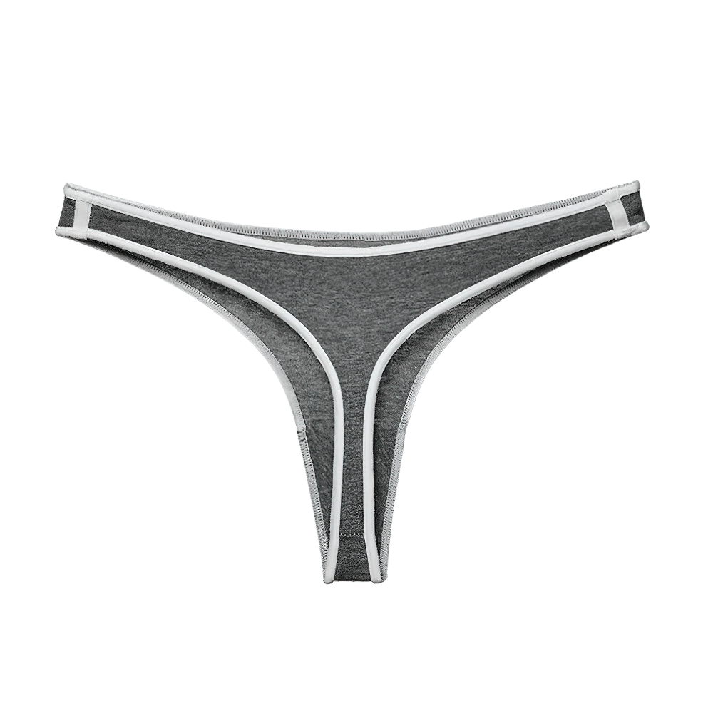 Sleek low-rise thong for women with contrast trim, soft stretchy fabric, and elastic waistband. Perfect for everyday wear. Model SF2517.