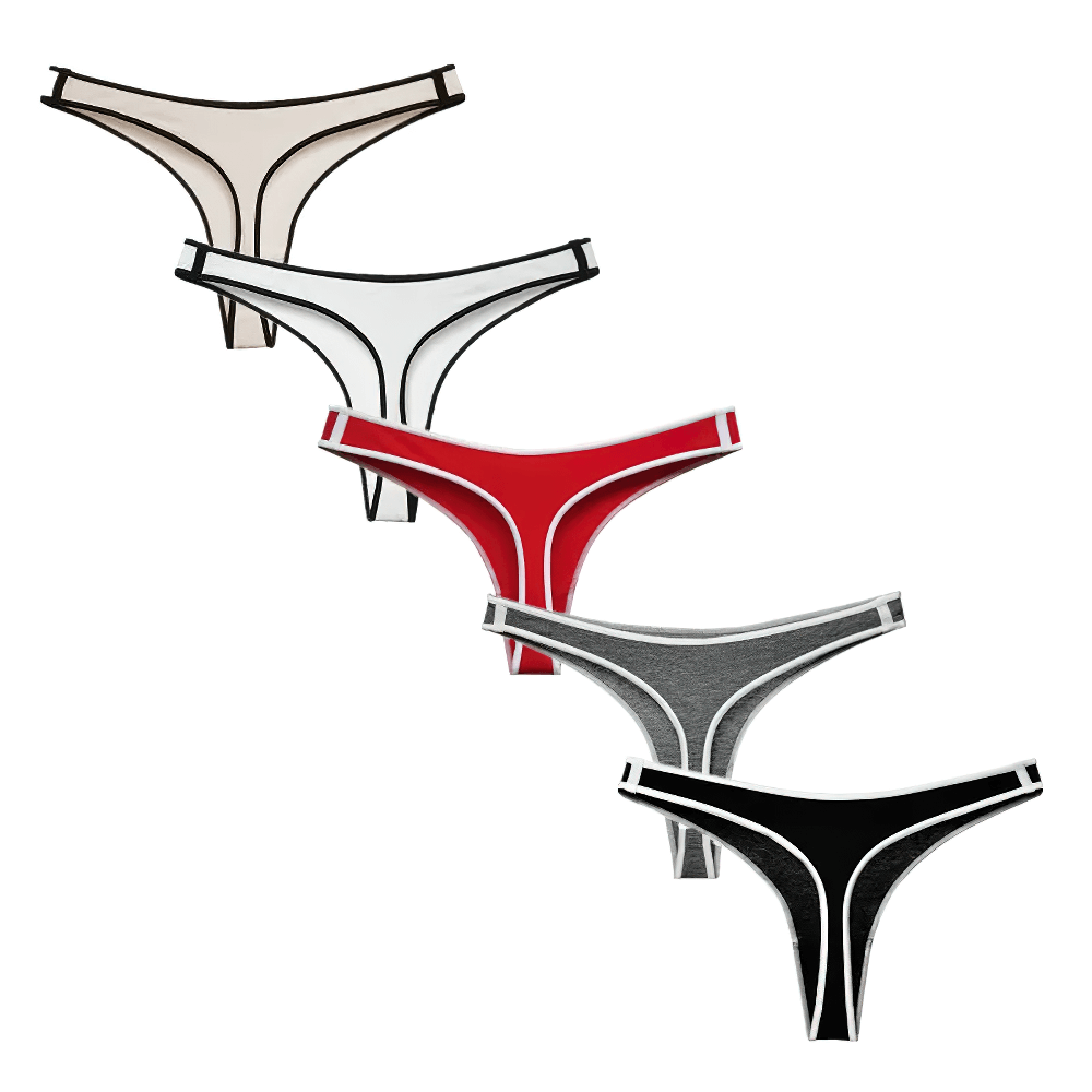 Sleek low-rise thong for women in various colors with contrast trim and elastic waistband, SF2517 minimalist design.