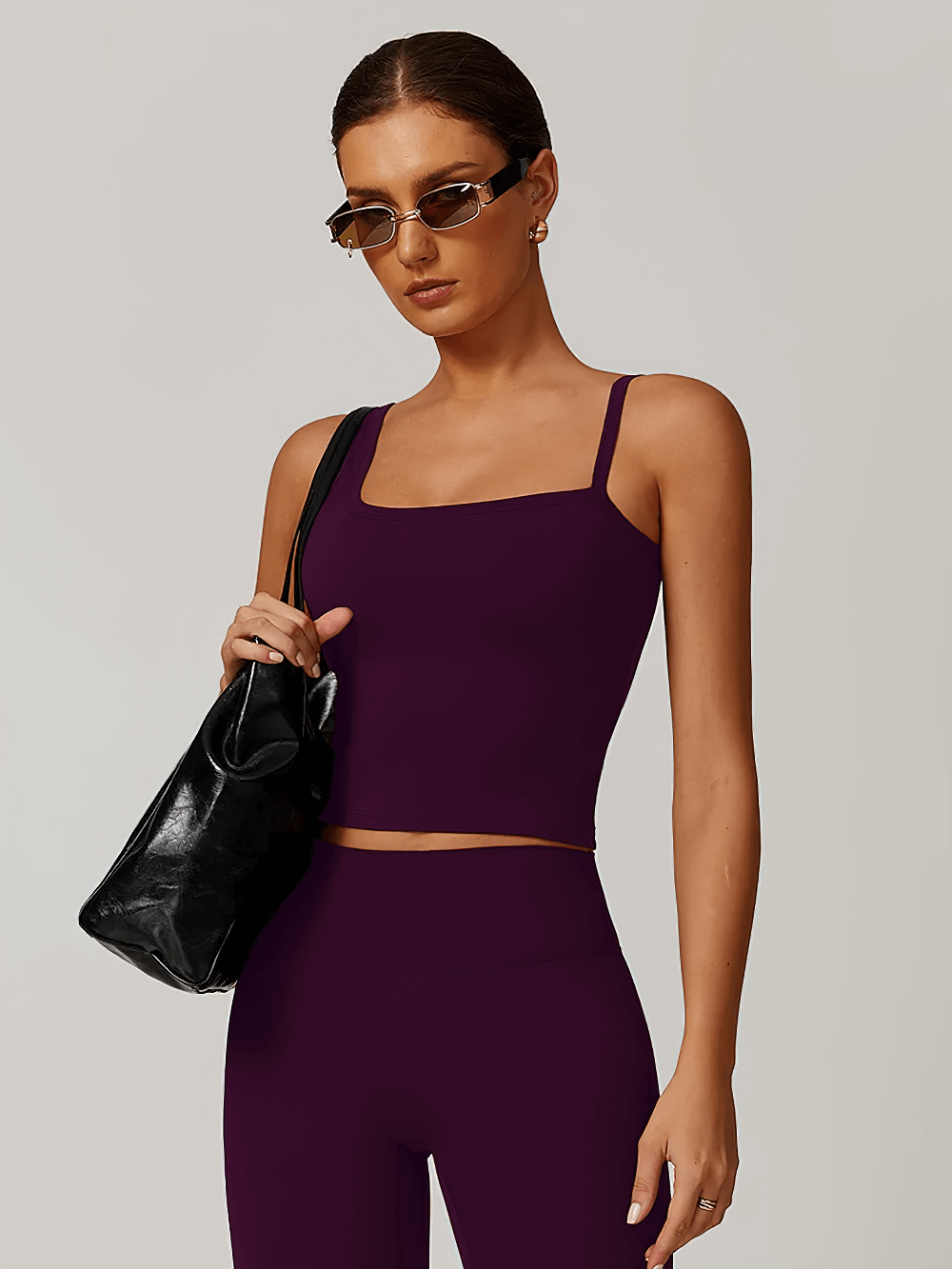 Sleek Square-Neck Tank Top with Built-In Support - SF2437