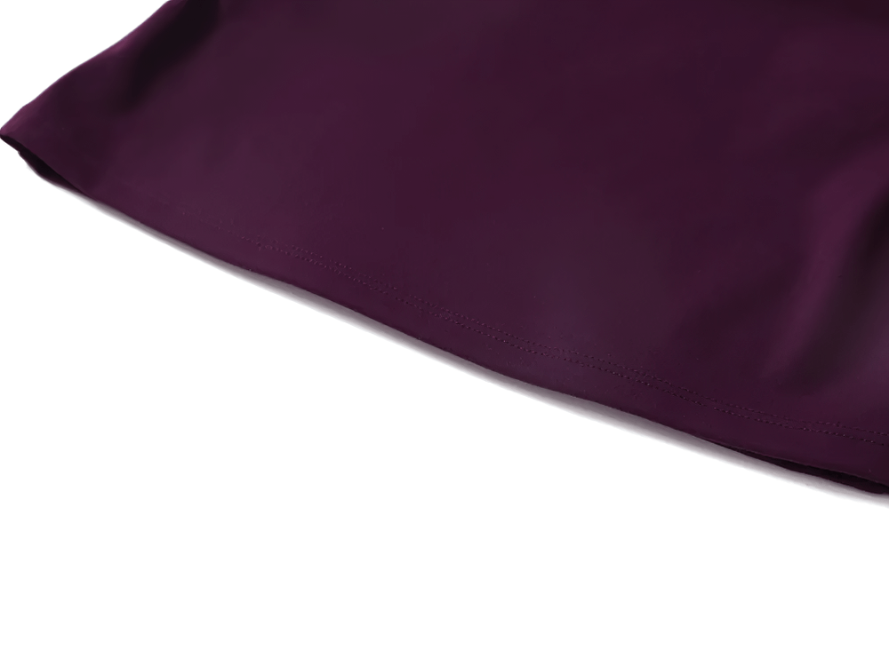 Deep purple square-neck tank top, built-in padded support, sleek design for active and casual wear, showing fabric detail.