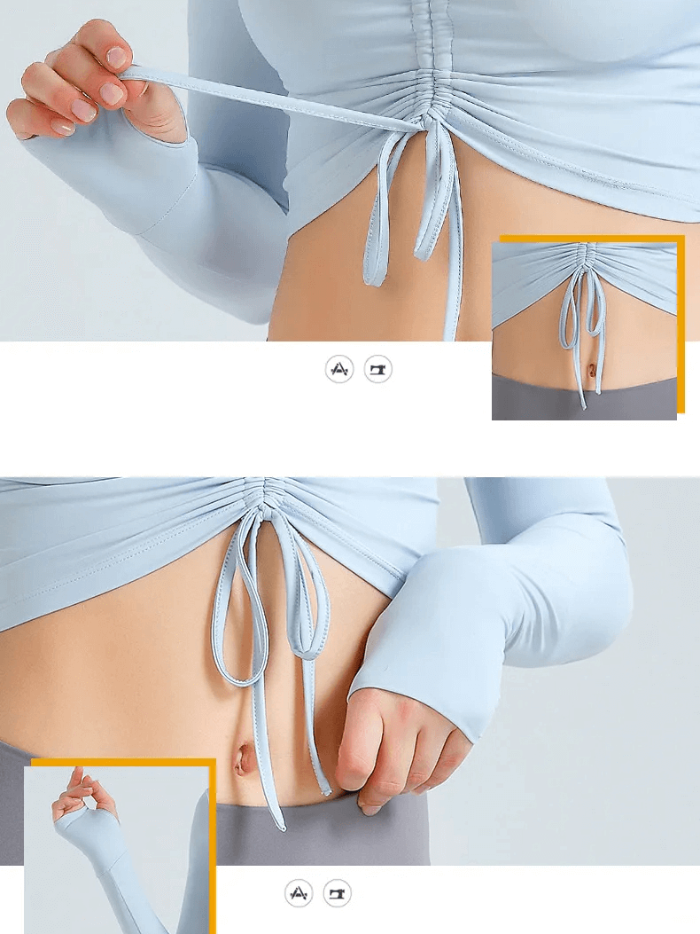 Slim Fit Yoga Crop Top with Adjustable Tie - SF2114