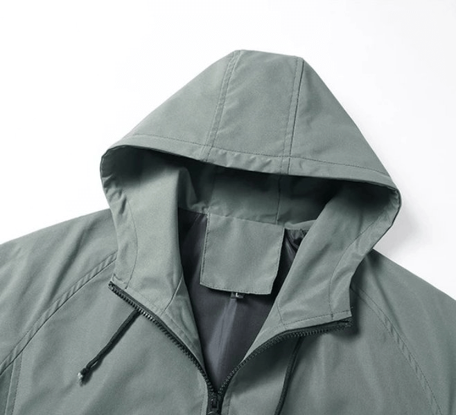 Slim Men's Sporty Jacket in green with hood and zipper closure, featuring big pockets for a modern and functional style - SF1969