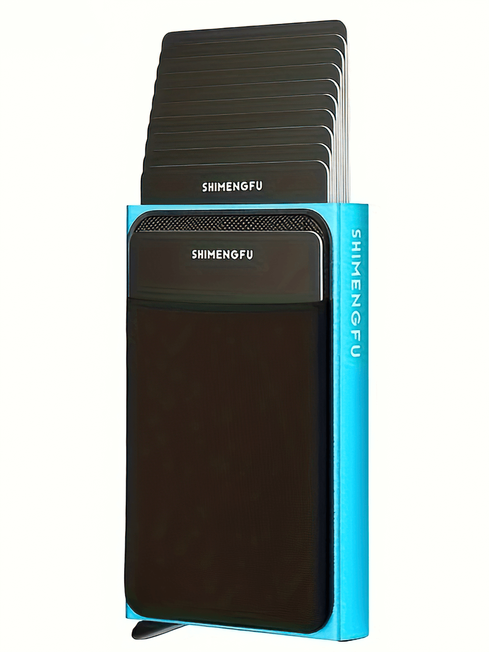 Slim RFID-Blocking Aluminum Card Holder Wallet showing card slots and minimalist design.