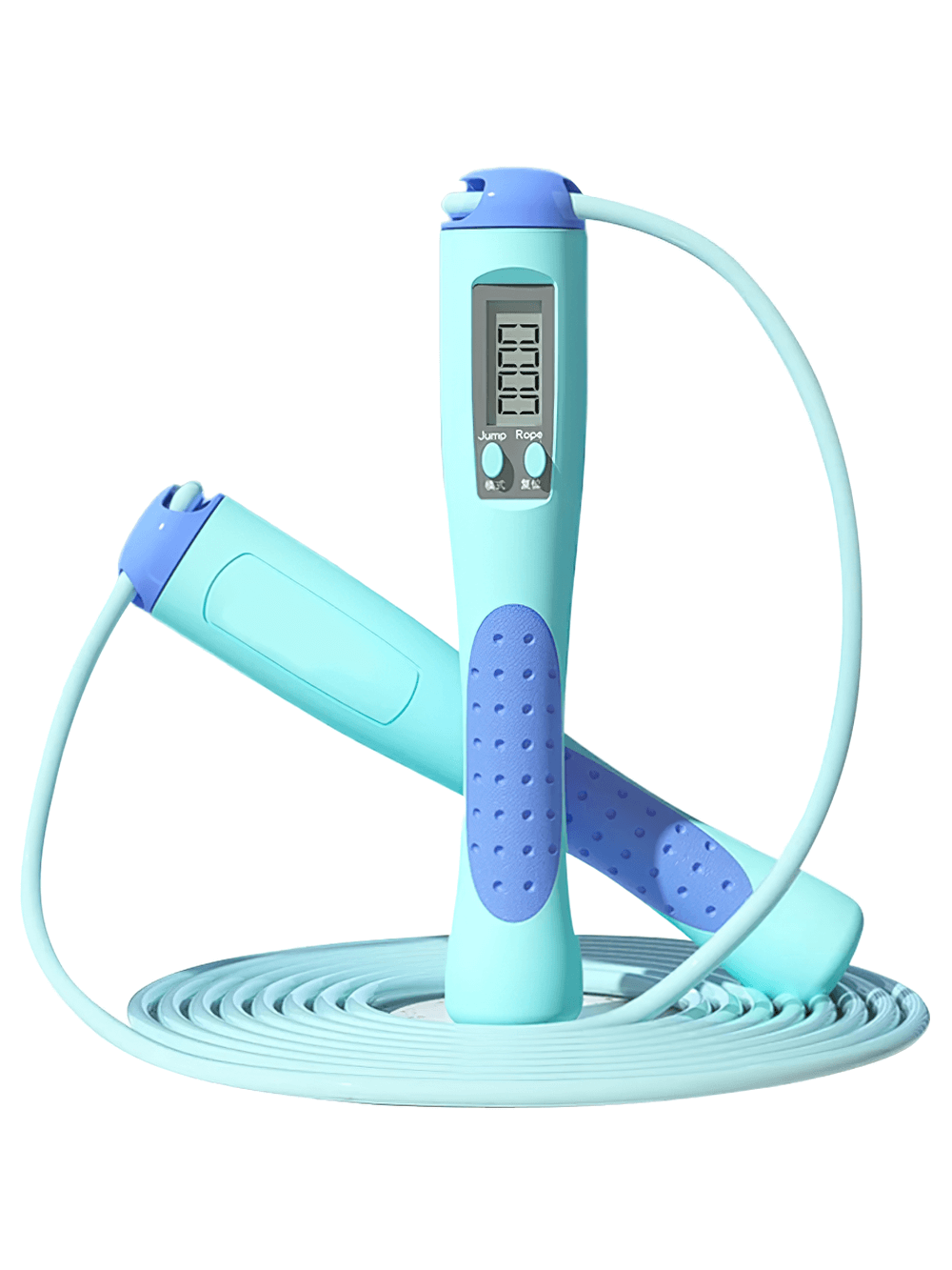 Smart Calorie Count Jump Rope with LCD Display, adjustable for all heights, featuring non-slip handle, perfect for indoor/outdoor fitness.