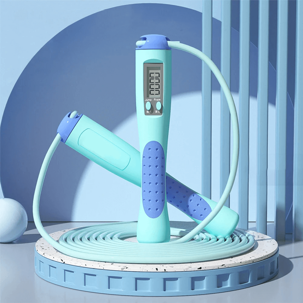 Smart Calorie Count Jump Rope SF3196 with LCD display, adjustable length, non-slip handle for fitness training indoor and outdoor.