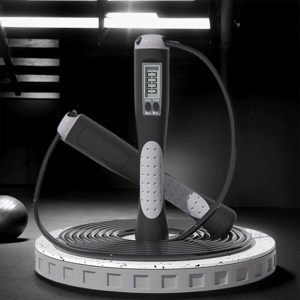 Smart Calorie Count Jump Rope SF3196 with LCD display for tracking jumps and calories, featuring adjustable length and non-slip handle.