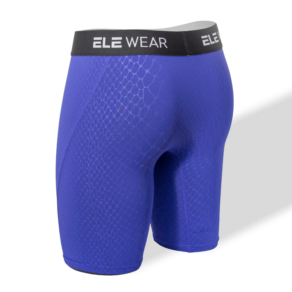 Snake Print Textured Long Boxer Briefs for Men - SF4747 in bold purple reptile pattern with contrasting waistband.