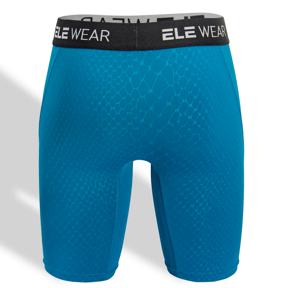 Snake Print Textured Long Boxer Briefs for Men - SF4747 in blue with reptile pattern and contrast waistband