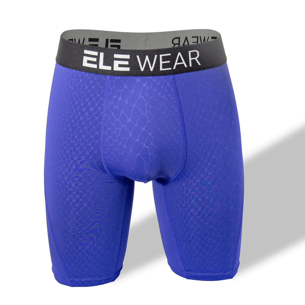 Snake Print Textured Long Boxer Briefs for Men - SF4747 in bold purple color with a sleek waistband.