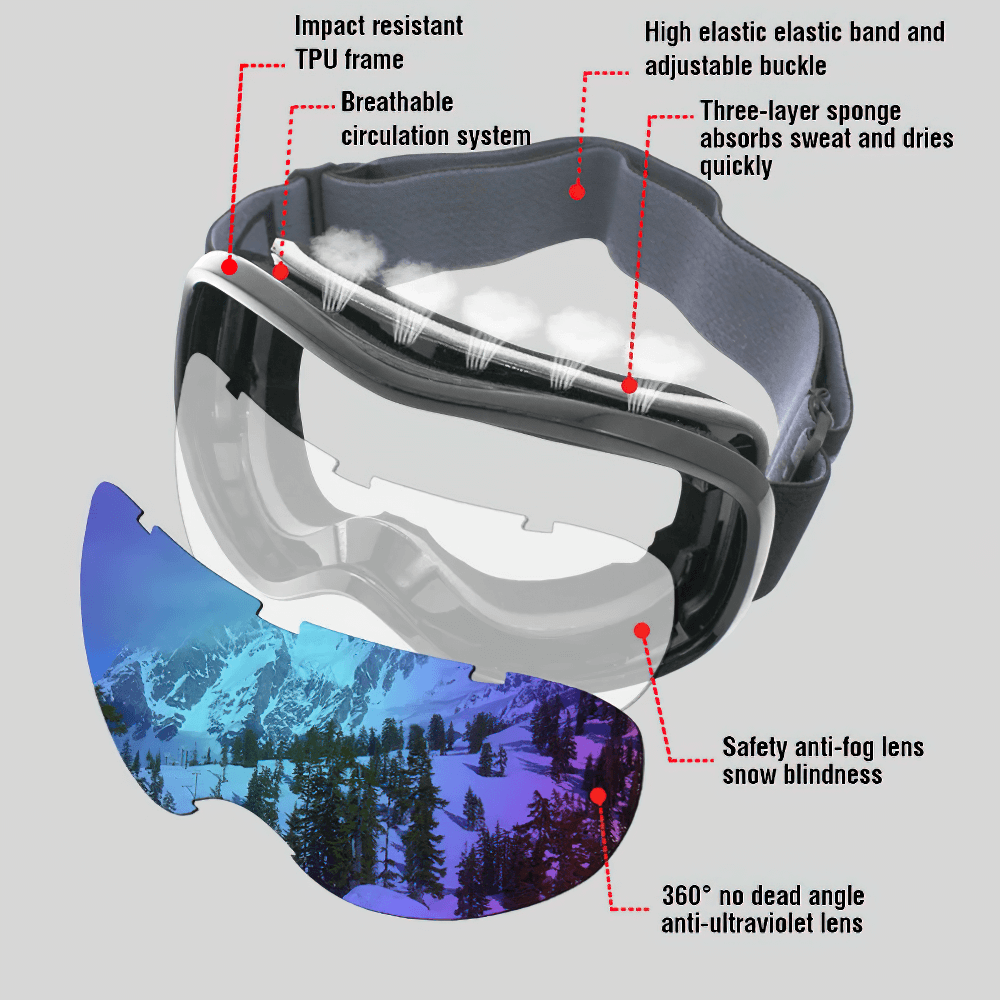 Snowboarding Eyewear with Multi-Color UV Lenses - SF2215